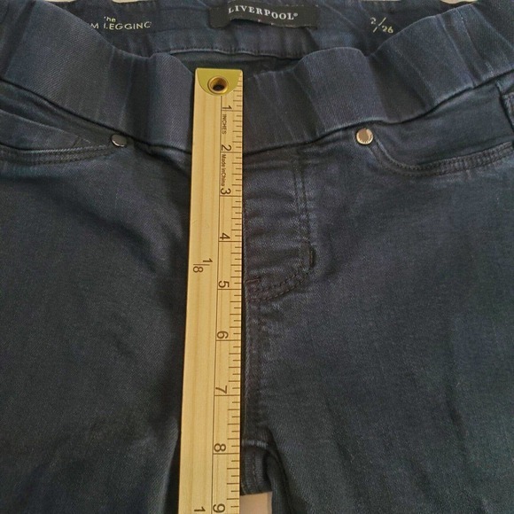 Liverpool Denim Leggings Womens Size 26 Pull On Stretch Blue Back Pockets - Picture 10 of 11